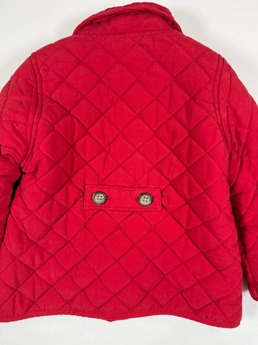 HOPE & HENRY Girls Quilted Peacoat Double Breasted Red Jacket Size 2T Classic